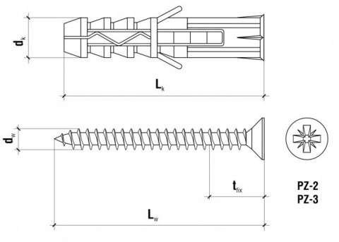 KOŁEK ROZPOROWY Z WKRĘTEM KRX-1060100 - 100 SZT