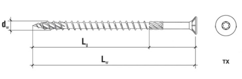 Wkręty stożkowe do drewna TORX 6 x 240 10szt. Wkręty stożkowe do drewna TORX 6 x 240 10szt.