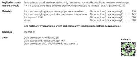 Wkładka gwintowana samonacinająca M2 Wkładka gwintowana samonacinająca M2