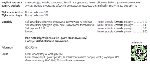 Wkładka gwintowana samonacinająca M3 307 000 030 Wkładka gwintowana samonacinająca M3 307 000 030