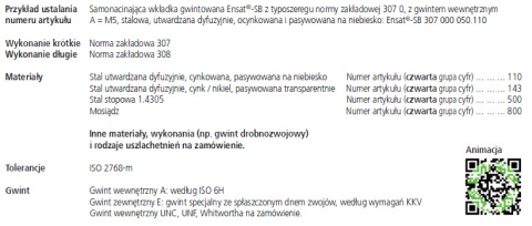 Wkładka gwintowana samonacinająca M3 307 000 030 Wkładka gwintowana samonacinająca M3 307 000 030