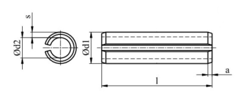 2,5x8 Kołki sprężyste czarne DIN 1481 10szt.