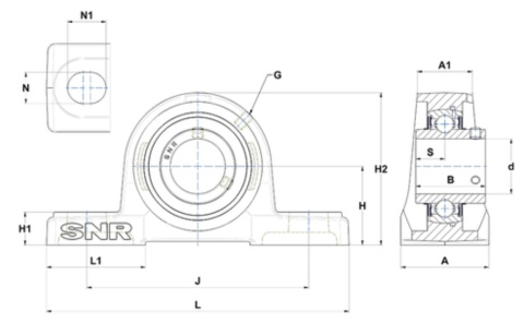 Zespół z oprawą żeliwną UCP210 M10x1 SNR Zespół z oprawą żeliwną UCP210 M10x1 SNR