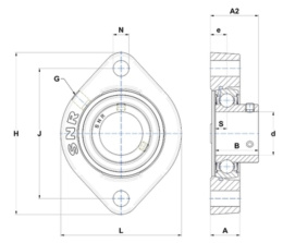 Zespół z oprawą żeliwną USFD206.M10x1/90 otw.dod. SNR