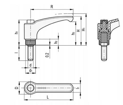 Rękojeść nastawna M10x50 234385-C1 Rękojeść nastawna M10x50 234385-C1