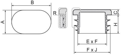 Zaślepka owalna profila 20x30mm szara 5szt Zaślepka owalna profila 20x30mm szara 5szt