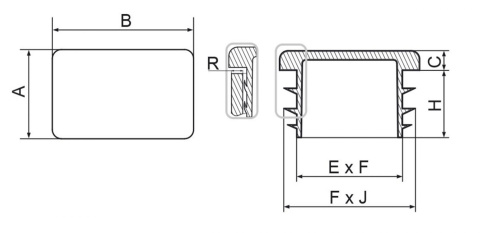 Zaślepka profila biała 50x100mm prostokąt 100szt. Zaślepka profila biała 50x100mm prostokąt 100szt.