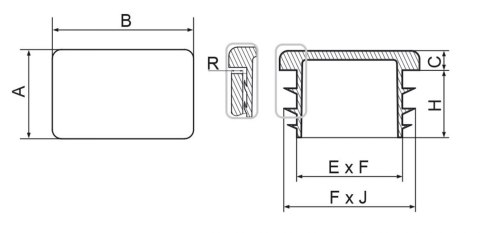 Zaślepka profila szara 40x80mm prostokąt 5szt. Zaślepka profila szara 40x80mm prostokąt 5szt.