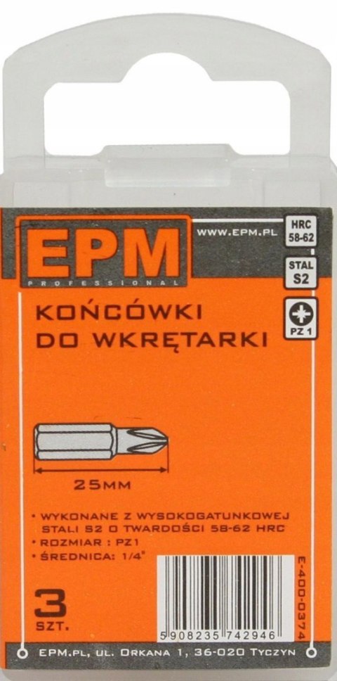 GROT, BIT, KOŃCÓWKA DO WKRĘTARKI 25MM 3SZT. PZ1 GROT, BIT, KOŃCÓWKA DO WKRĘTARKI 25MM 3SZT. PZ1