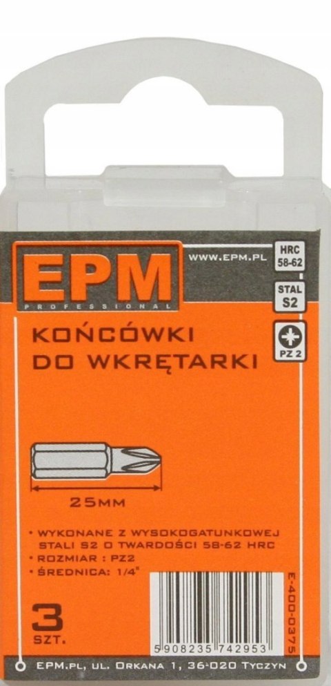 GROT, BIT, KOŃCÓWKA DO WKRĘTARKI 25MM 3SZT. PZ2 GROT, BIT, KOŃCÓWKA DO WKRĘTARKI 25MM 3SZT. PZ2