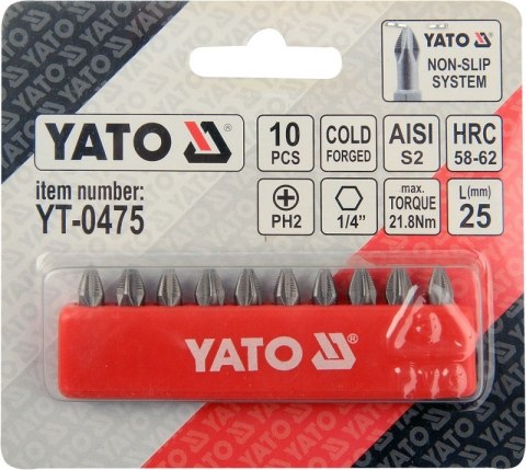 GROTY ŚRUBOKRĘTOWE, BIT, KOŃCÓWK PH2 25MM ZESTAW 10-SZTUKOWY GROTY ŚRUBOKRĘTOWE, BIT, KOŃCÓWK PH2 25MM ZESTAW 10-SZTUKOWY