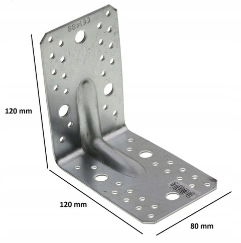 ŁĄCZNIK BUDOWLANY WZMACNIANY 120*120*80*2.5MM ŁĄCZNIK BUDOWLANY WZMACNIANY 120*120*80*2.5MM