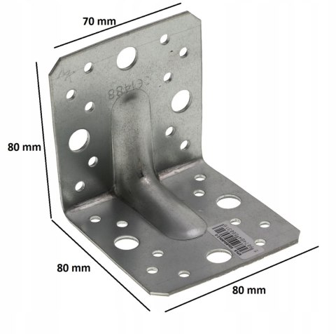 ŁĄCZNIK BUDOWLANY Z PRZETŁOCZENIEM 80*80*80*2.0MM ŁĄCZNIK BUDOWLANY Z PRZETŁOCZENIEM 80*80*80*2.0MM