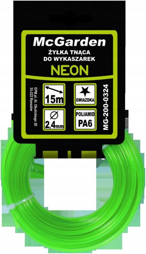 ŻYŁKA DO WYKASZARKI GWIAZDKA NEON 2,0MM 15M ŻYŁKA DO WYKASZARKI GWIAZDKA NEON 2,0MM 15M