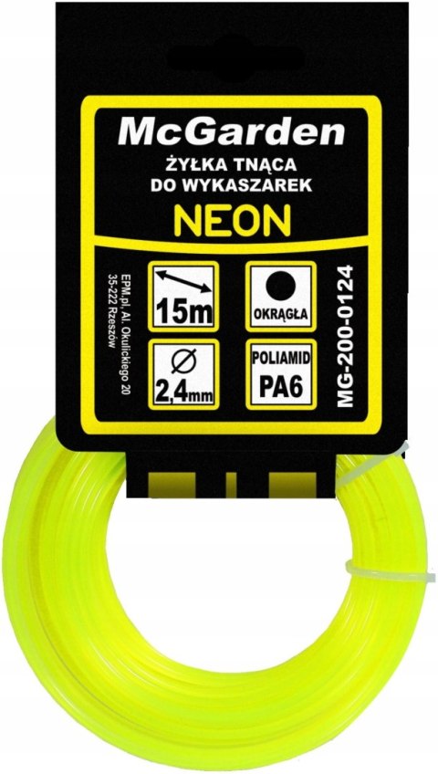 ŻYŁKA DO WYKASZARKI OKRĄGŁA NEON 1,6MM 15M ŻYŁKA DO WYKASZARKI OKRĄGŁA NEON 1,6MM 15M