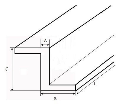 Zetownik aluminiowy 18x22x2,5 długość 1000mm (100cm)
