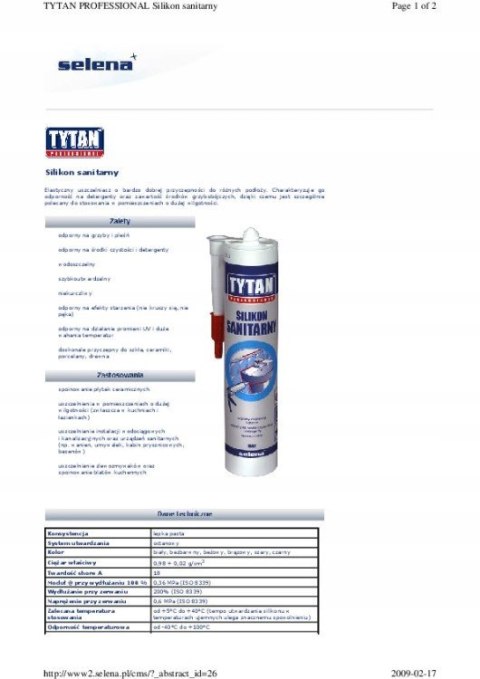 SILIKON SANITARNY TYTAN 280ML BEZBARWNY SILIKON SANITARNY TYTAN 280ML BEZBARWNY