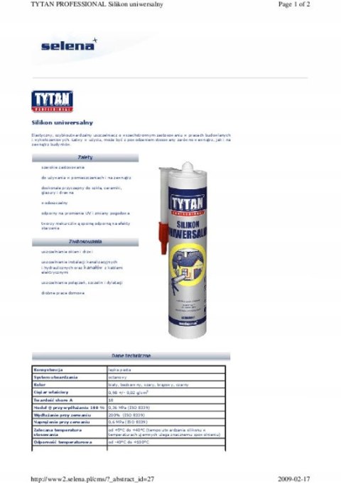 SILIKON IDEALNE USZCZELNIENIE TYTAN 280ML BIAŁY