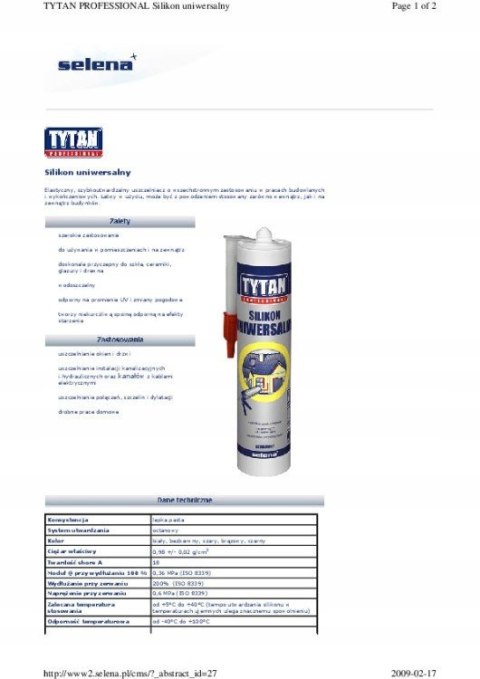 SILIKON TYTAN EURO-LINE 280ML BEZBARWNY