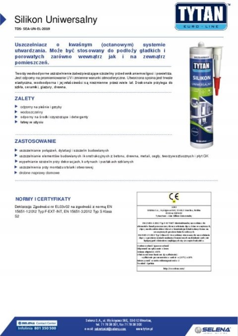 SILIKON TYTAN EURO-LINE 280ML BIAŁY SILIKON TYTAN EURO-LINE 280ML BIAŁY