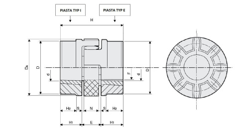 Sprzęgło kłowe TYP I 42-55 TB1610 fi-94 Sprzęgło kłowe TYP I 42-55 TB1610 fi-94