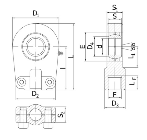 Ucho siłownika PR 60 U