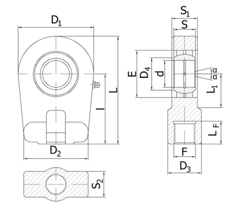 Ucho siłownika PR 70 N