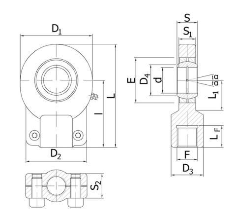 Ucho siłownika PR 16 S Ucho siłownika PR 16 S