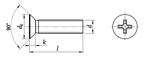 M4x10 Wkręty łeb stożkowy kwasoodporny DIN 965 20