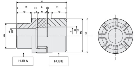 ŁĄCZNIK SPRZĘGŁO KŁOWE 65 HWN1 fi-135 mm ŁĄCZNIK SPRZĘGŁO KŁOWE 65 HWN1 fi-135 mm