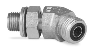 Przyłączka kolankowa 45° z przeciwnakrętką 1/2” BSP-11/16” ORFS 6260-08-09