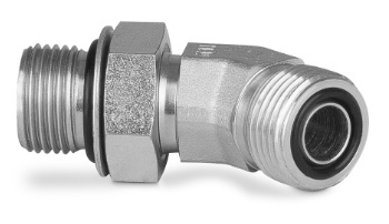 Przyłączka kolankowa 45° z przeciwnakrętką 7/16” UNF-9/16” ORFS 6250-04-06