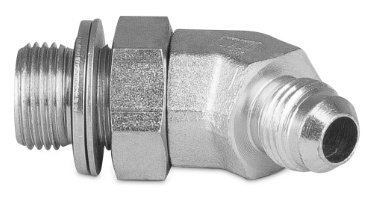 Przyłączka kolankowa z przeciwnakrętką 45° 1/2” BSP-9/16” JIC 5235-08-06 Przyłączka kolankowa z przeciwnakrętką 45° 1/2” BSP-9/16” JIC 5235-08-06
