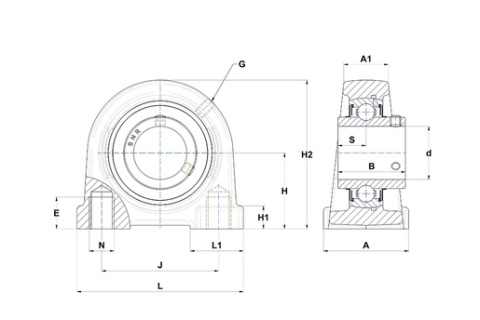 Zespół z oprawą żeliwną UCPA204T20 SNR